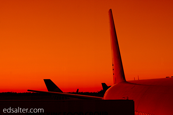 Sunset at Seattle airport The planes framed the sky nicely